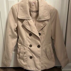 BONGO Women's Cream Double-Breasted Peacoat